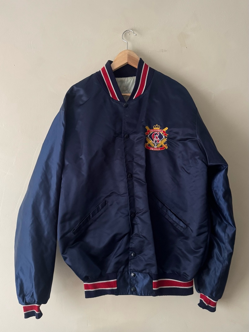 Vintage California Angels Starter Jacket L Large Satin Bomber